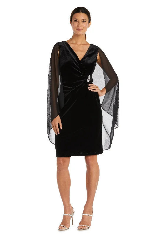 Velvet Dress R&M Richards 9216 Short Cocktail Cape Dress