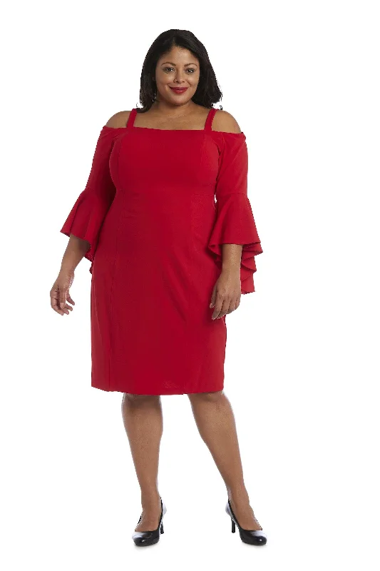 Embellished Dress R&M Richards 8858W Short Cocktail Plus Size Dress