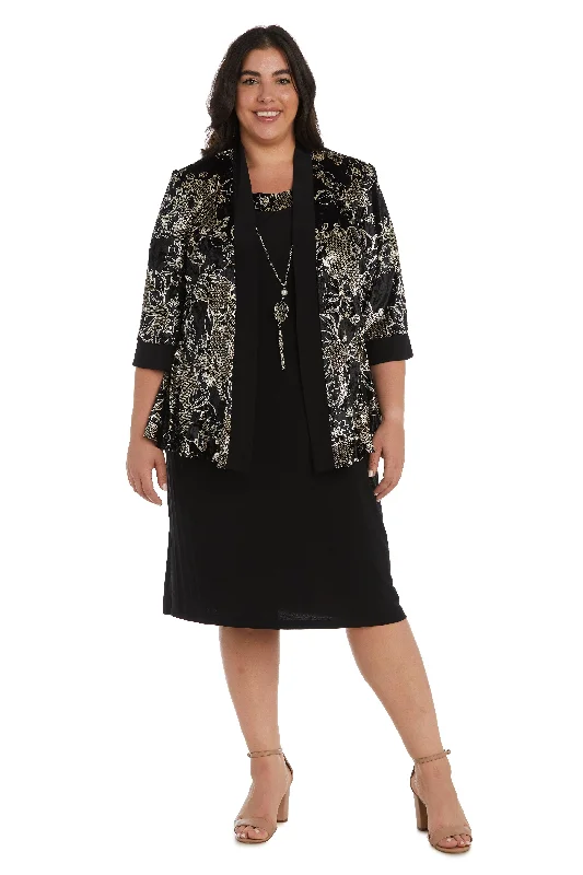 Brocade Formal Dress R&M Richards 7688W Short Plus Size Jacket Dress