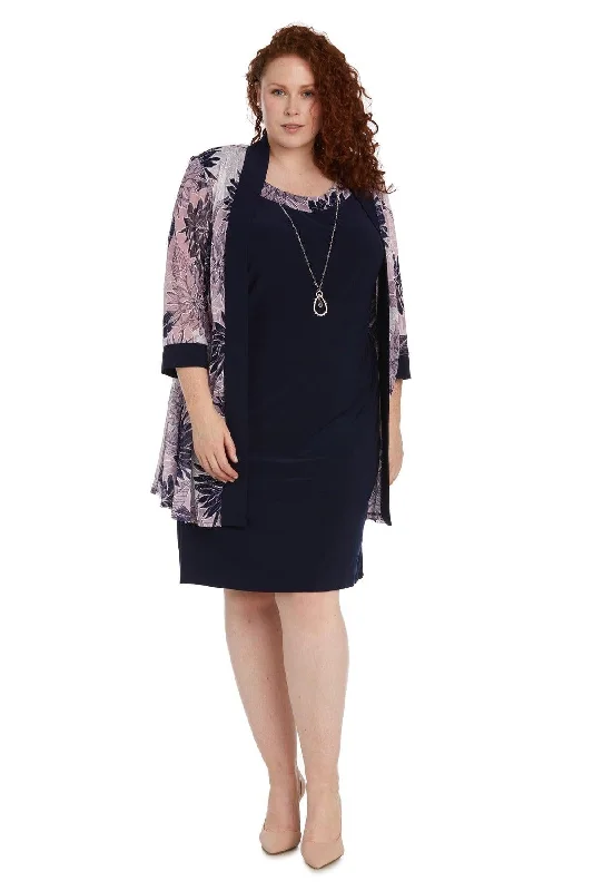 Vivid Color Gown R&M Richards 9003W Short Plus Size Jacket Dress