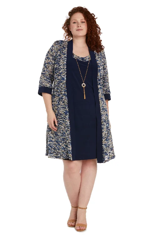 Romantic Evening Gown R&M Richards 9045W Short Plus Size Jacket Dress