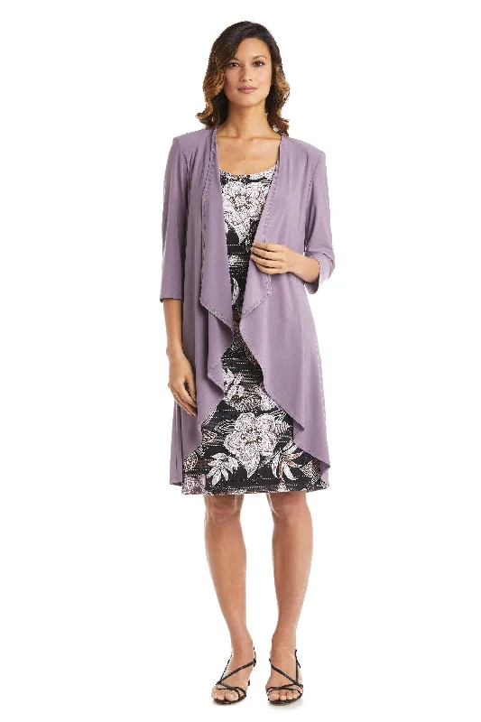 Regal Velvet Gown R&M Richards 7897 Short Puff Print Jacket Dress