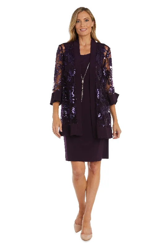 Glittering Evening Gown R&M Richards 2766 Short Two Piece Jacket Dress