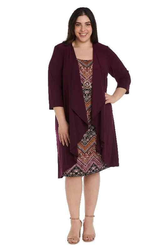 Fancy Embellished Dress R&M Richards 9127W Short Two Piece Plus Size Dress