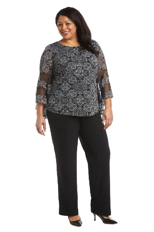 Brocade Formal Dress R&M Richards 7848W Two Piece Plus Size Pant Set