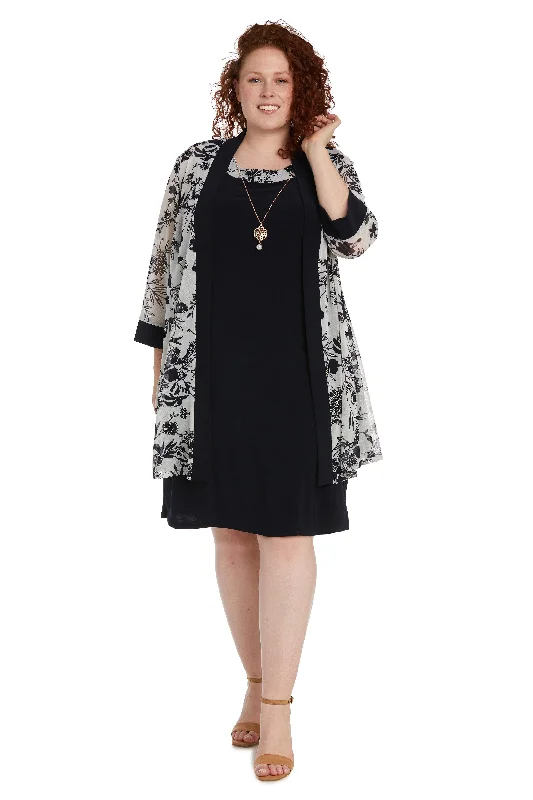 Modest Gown R&M Richards 9616W Two Piece Plus Size Short Dress