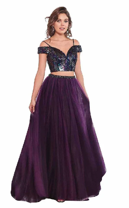 Glam Ball Gown Rachel Allan Long Off Shoulder Prom Dress 6488
