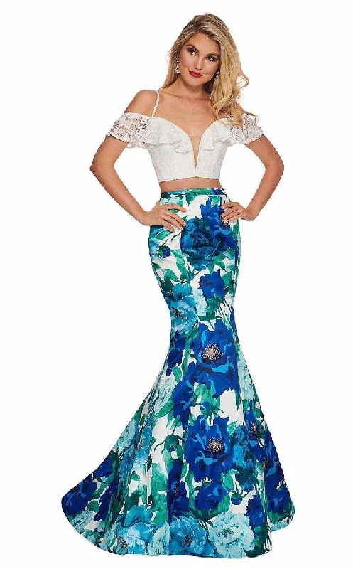 Halter Gown Rachel Allan Prom Long Two Piece Floral Dress 6449