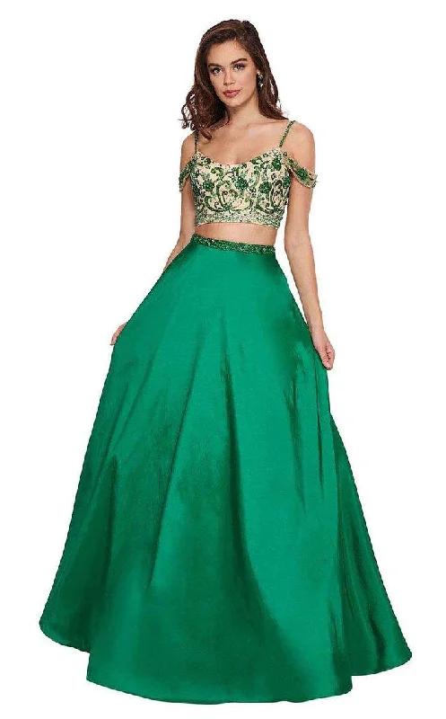 Luxe Embroidered Gown Rachel Allan Long Two Piece Prom Ball Gown 6534