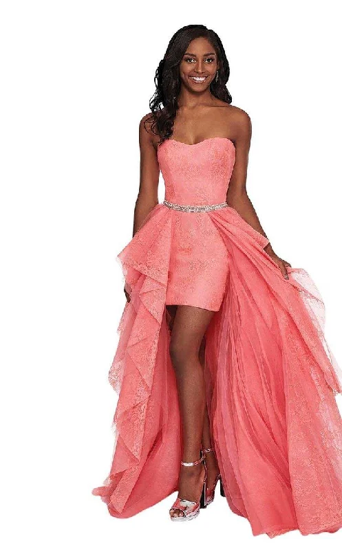 Knee-Length Dress Rachel Allan Prom Strapless High Low Dress 6406
