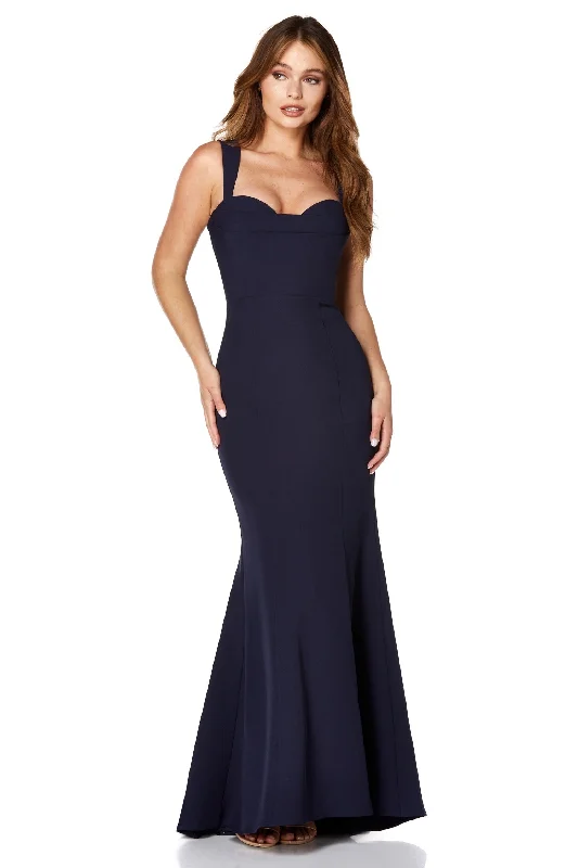 Prom Dress Rebecca Strap Maxi Dress with Pleated Sweetheart Neckline