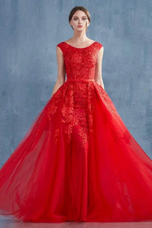 Sparkly Mermaid Dress Andrea & Leo CDA0257 Rouge Lace Portrait Long Prom Gown