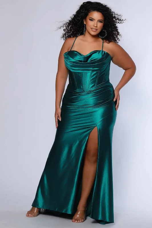 Fancy Embellished Dress Keep it Sleek Satin Corset Formal Dress