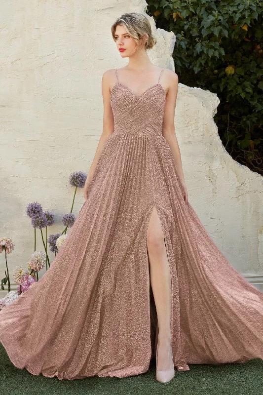 Burgundy Maxi Dress Cinderella Divine CJ534 Sexy Long Prom Dress with High Slit