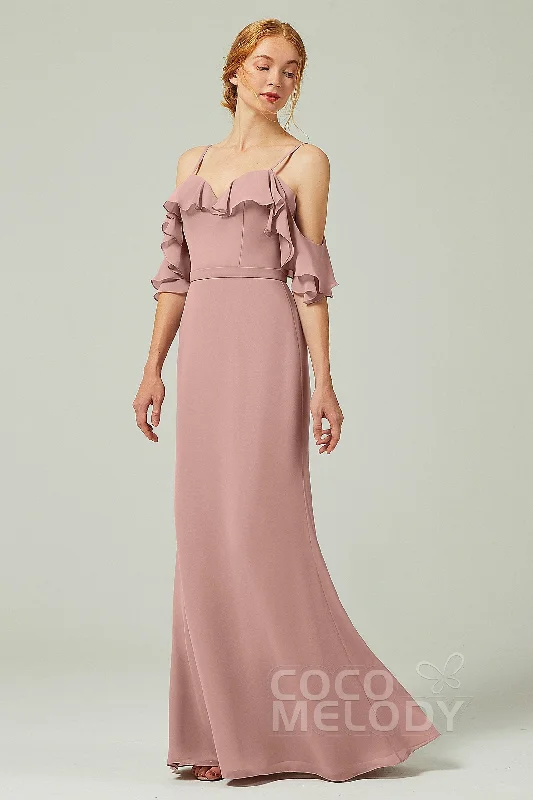 Party Dress Sheath-Column Floor Length Chiffon Bridesmaid Dress CB0301