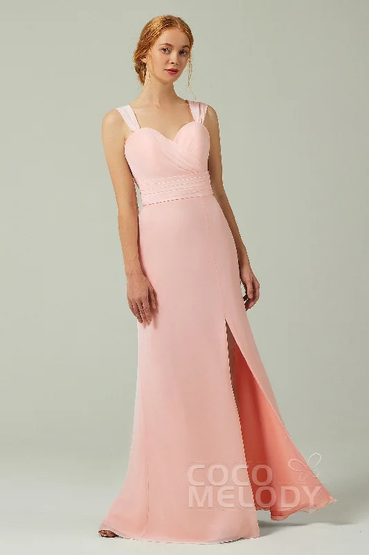 Delicate Lace Dress Sheath-Column Floor Length Chiffon Bridesmaid Dress CB0305
