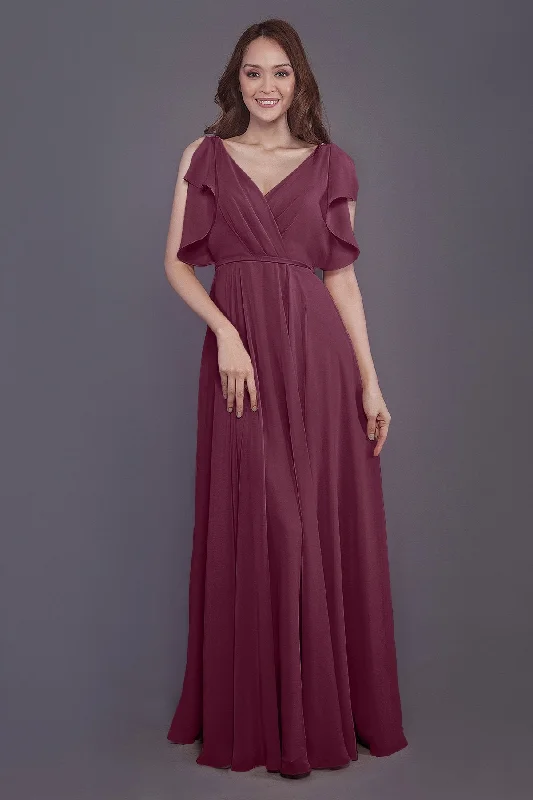 Timeless Gown Sheath-Column Floor Length Chiffon Bridesmaid Dress PR3568