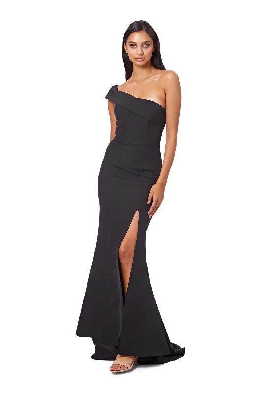 High-Low Dress Sheridan One Shoulder Maxi Dress with Thigh High Slit