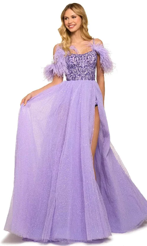 Chic Satin Dress Sherri Hill 55441 - Scoop Low Back Sequined A-line Gown