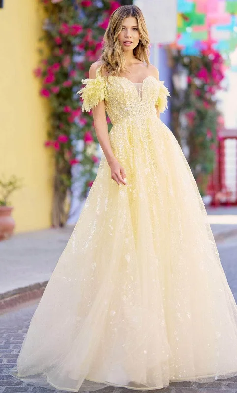 Pearl Embellished Gown Sherri Hill 55880 - Plunging Sequin Tulle Ballgown