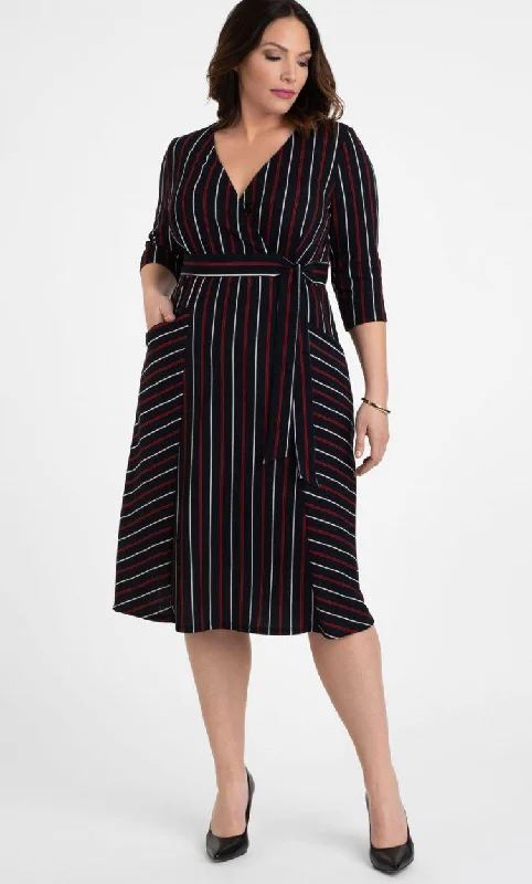 Show-Stopping Evening Gown Kiyonna Short Faux Wrap Dress Formal Cocktail with Pockets