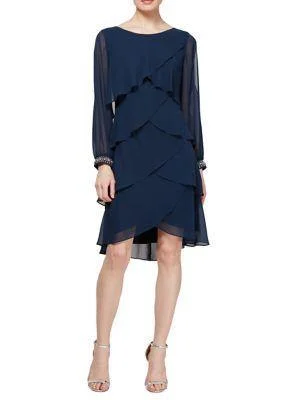 V-Neck Dress SL Fashions 1701621 Short Mother of the Bride Dress