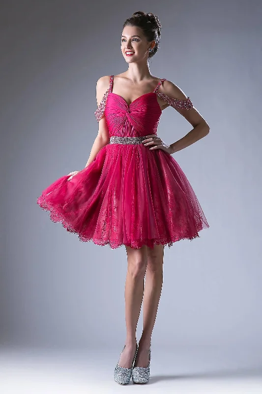 Floor-Sweeping Gown Cinderella Divine CD8947 Short Prom Homecoming Cocktail Dress
