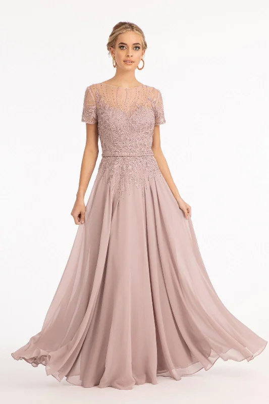 Subtle Shine Dress Short Sleeves Mother of the Bride Long Dress