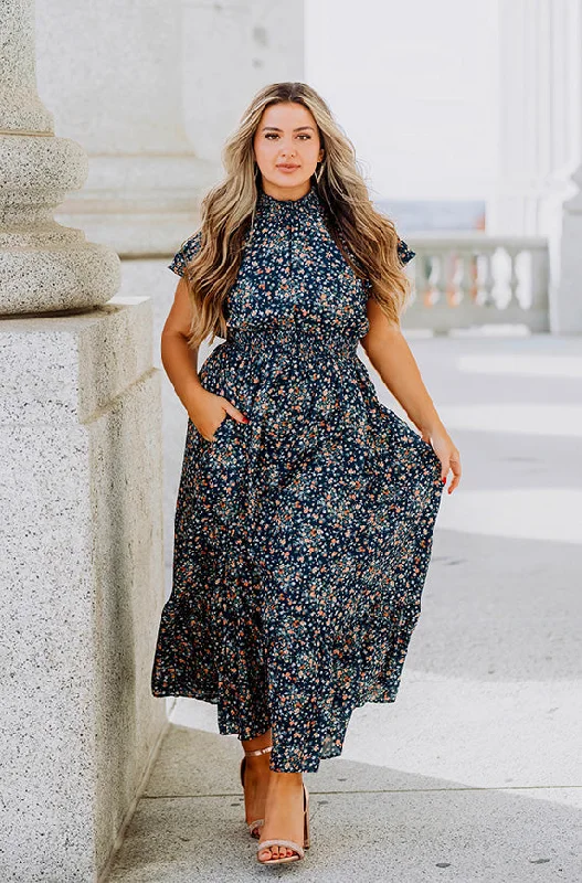 Sparkly Dress Skyler Navy Blossoms Smocked Maxi Dress – Maternity Friendly - DM Exclusive - Restocked Sparkly Dress Skyler Navy Blossoms Smocked Maxi Dress – Maternity Friendly - DM Exclusive - Restocked