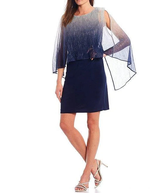 Simple Chiffon Dress SL Fashions 9155150 Short Ombre Dress