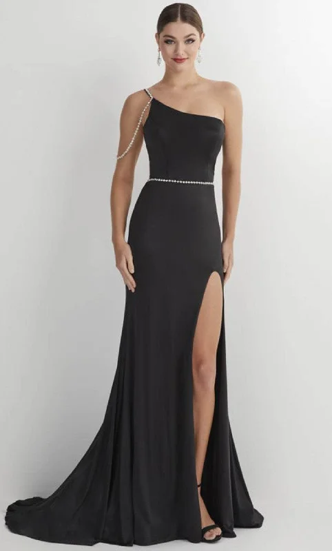 Fashionable Formal Dress Studio 17 Prom 12887 - Asymmetric Neck Jersey Prom Gown