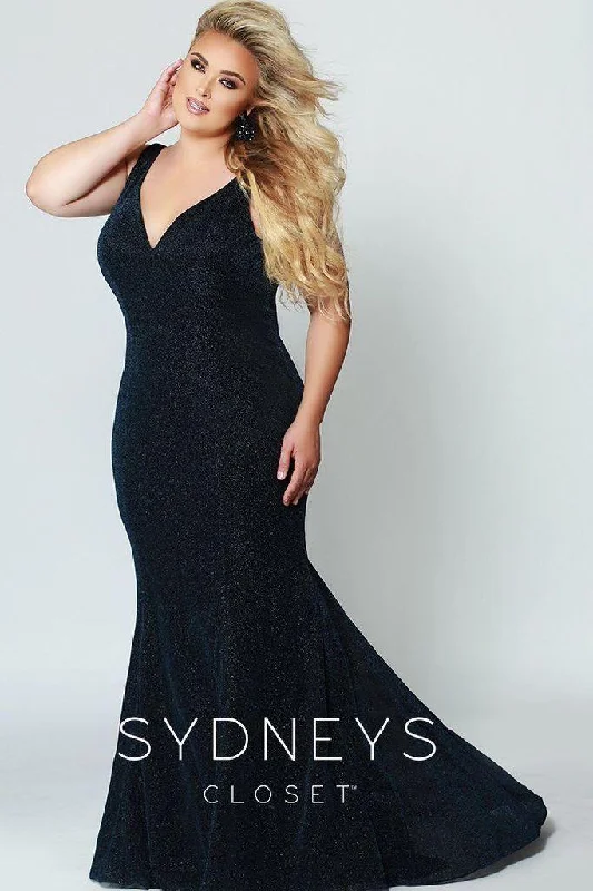 Ruched Gown Sydneys Closet Long Shimmery Sleeveless Prom Plus Size Dress