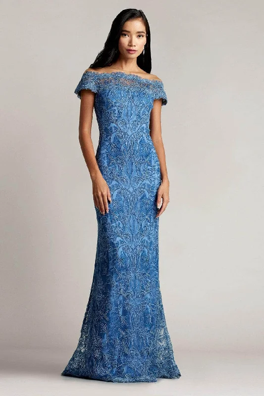 Polka Dot Gown Tadashi Shoji BSU17021L - Floral Embroidered Evening Gown