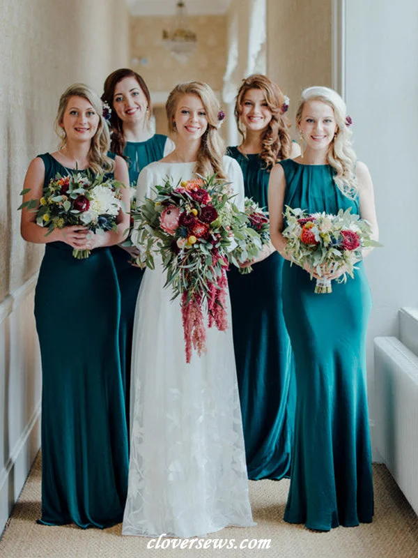 Polka Dot Gown Teal Green Jersey Cowl Collar Sleeveless Mermaid Long Bridesmaid Dresses, CB0313 Polka Dot Gown Teal Green Jersey Cowl Collar Sleeveless Mermaid Long Bridesmaid Dresses, CB0313