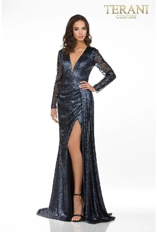 Puffy Sleeve Dress Terani Couture 2021M3579 Long Formal Dress