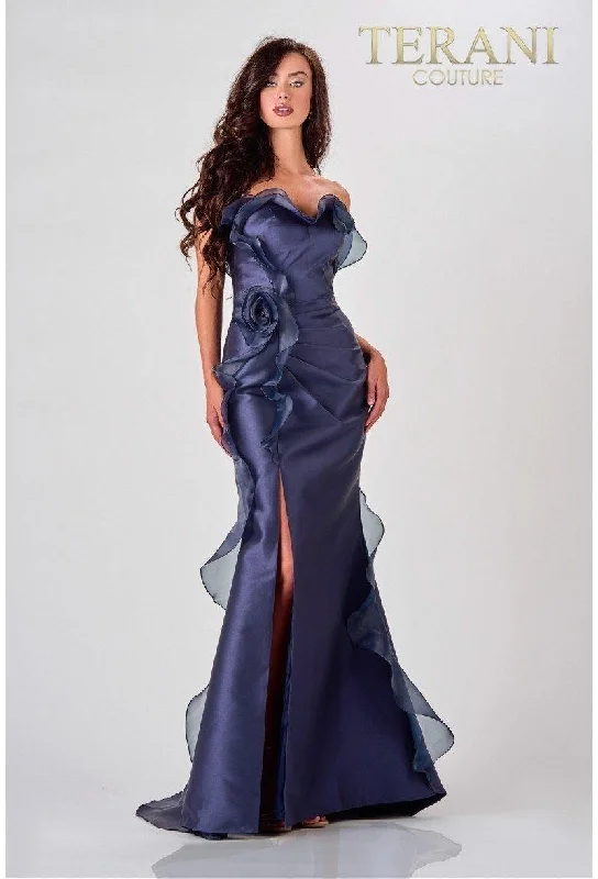 Artistic Embroidered Dress Terani Couture 2111E4743 Strapless Long Prom Dress