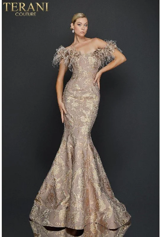 Draped Satin Gown Terani Couture 1921E0136 Long Formal Prom Dress