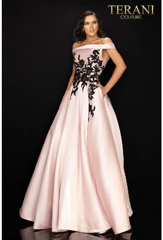 Velvet Evening Dress Terani Couture 2011P1229 Long Off Shoulder Prom Dress Sale