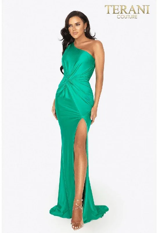 Illusion Neckline Dress Terani Couture 2011P1066 One Shoulder Long Prom Dress