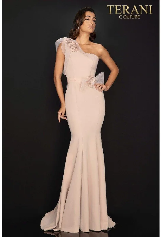Slit Gown Terani Couture 2011E2092 One Shoulder Long Prom Dress