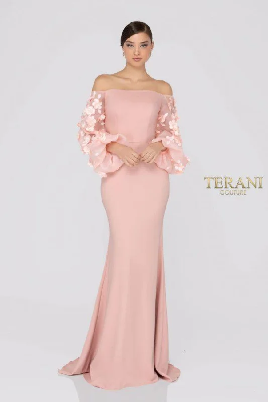 Dreamy Wedding Gown Terani Couture 1911E9128 Organza Sleeves Evening Dress