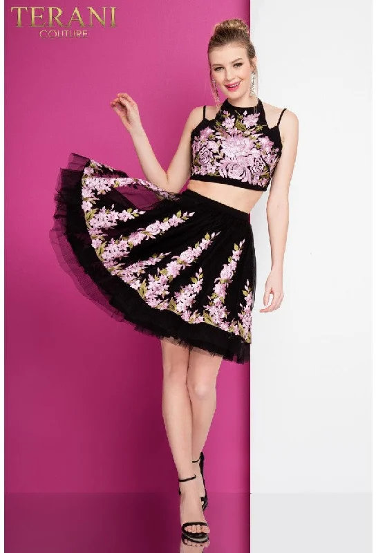 Velvet Evening Dress Terani Couture 1721H4513 Sexy Two Piece Short Dress