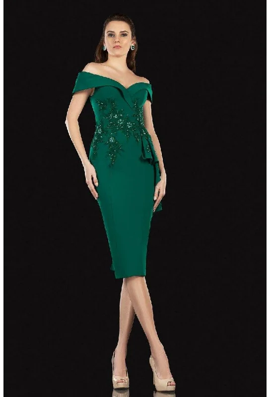 Satin Gown Terani Couture 2021C2625 Short One Shoulder Beaded Dress