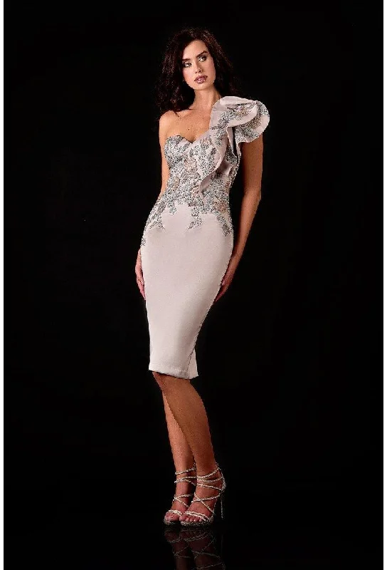 Fancy Evening Dress Terani Couture 2111C4553 One Shoulder Short Dress