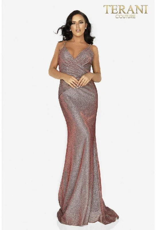 Embellished Dress Terani Couture 2011P1117 Prom Sexy Metallic Long Dress