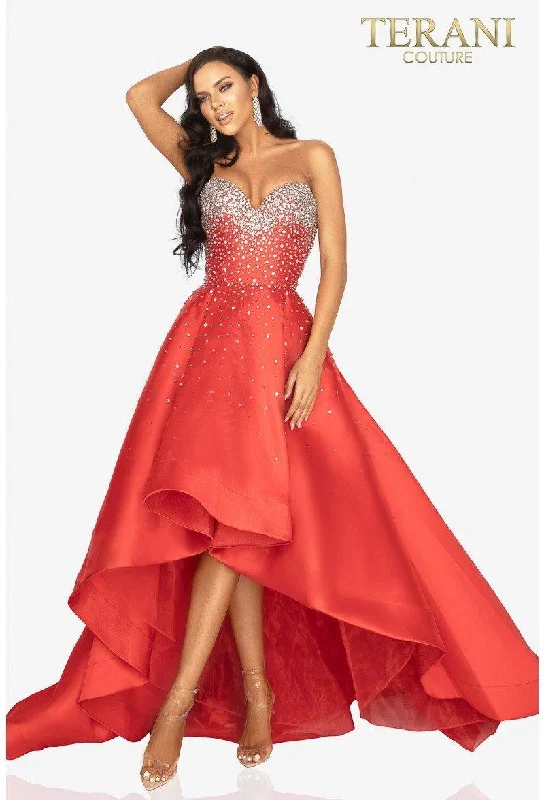 Floor-Sweeping Gown Terani Couture 2012P1286 Strapless Long Prom Dress