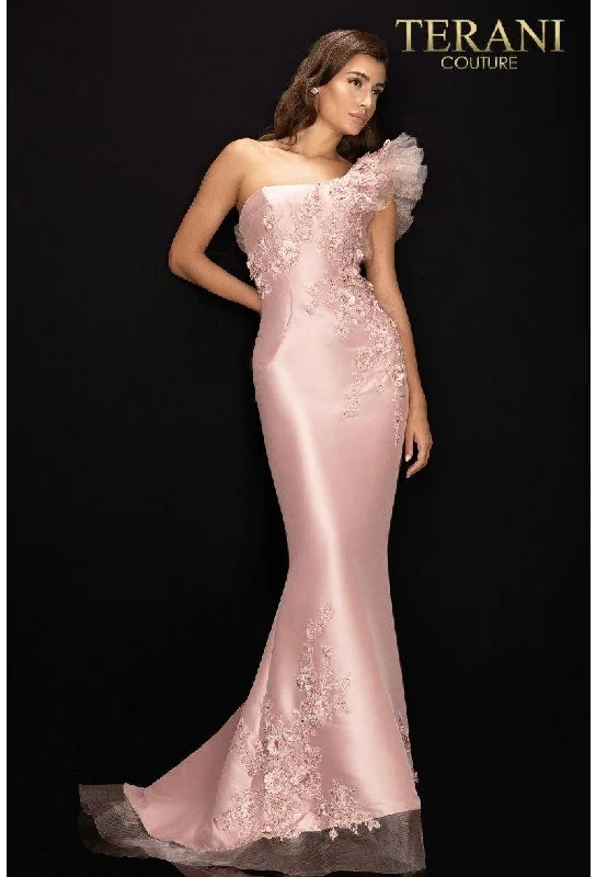 Winter Ball Gown Terani Couture 2011E2094 Long One Shoulder Evening Gown