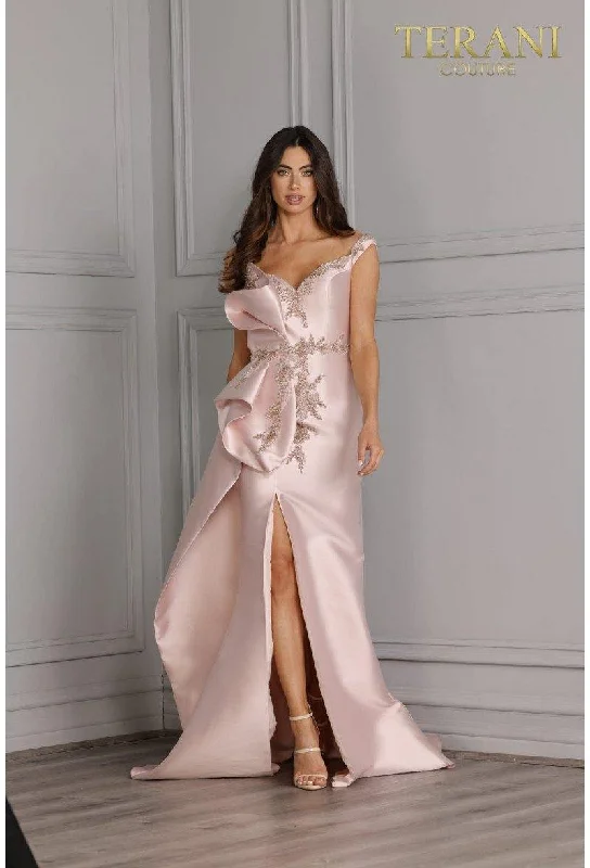Rhinestone Embellished Dress Terani Couture 2111E4757 Long Strapless Evening Gown