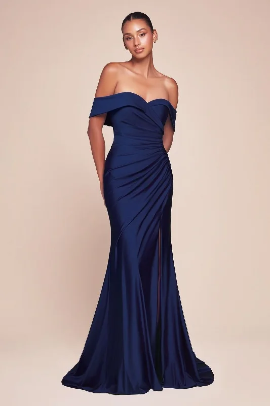 Glamorous Formal Dress TERRI Off Shoulder Stretch Satin Bridesmaid Prom & Formal Dress Glamorous Formal Dress TERRI Off Shoulder Stretch Satin Bridesmaid Prom & Formal Dress