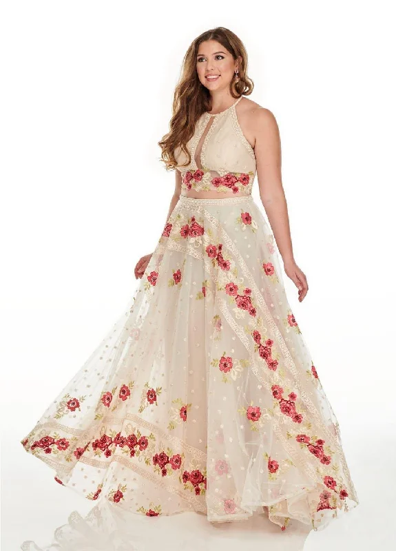 Off-Shoulder Gown Rachel Allan Two Piece Sexy Long Plus Size Prom Dress